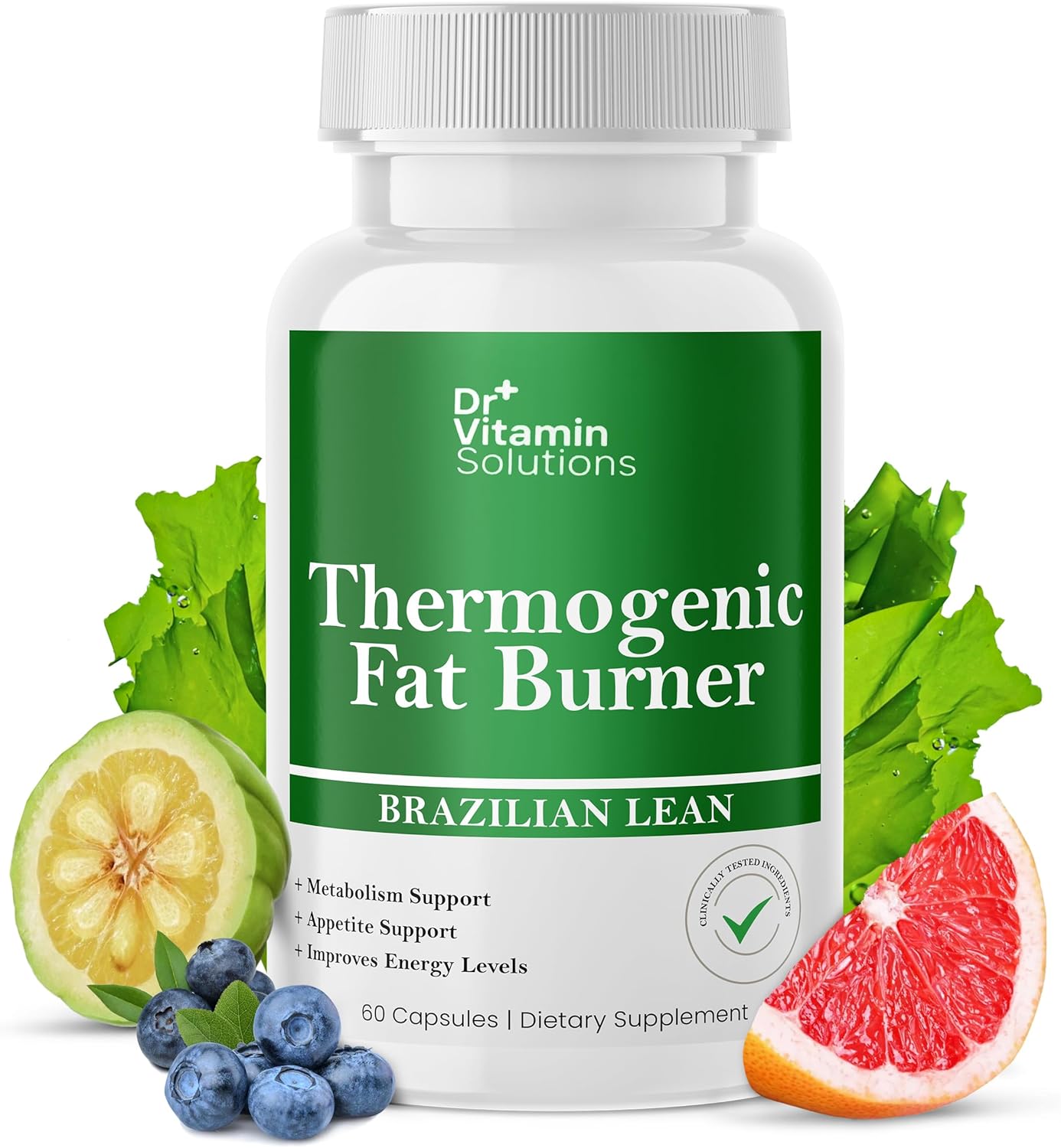 Dr Vitamin Thermogenic Fat Burner Brazilian Lean, Weight Loss Pills For Women, Waist Trimmer  Supplements For Bloating For Women  Men, 60 Capsules