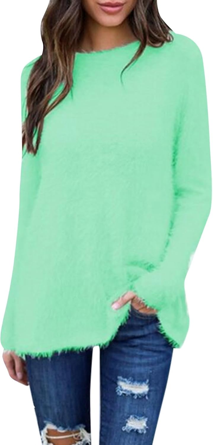 Outsized Sweaters For Girls Lengthy Sweaters Forged Colour Crewneck Plus Dimension Sweater Fall Garments For Girls 2024