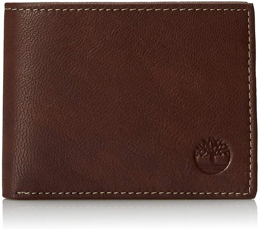 Timberland Mens Blix Slimfold Leather-Based Pockets, Brown, One Measurement