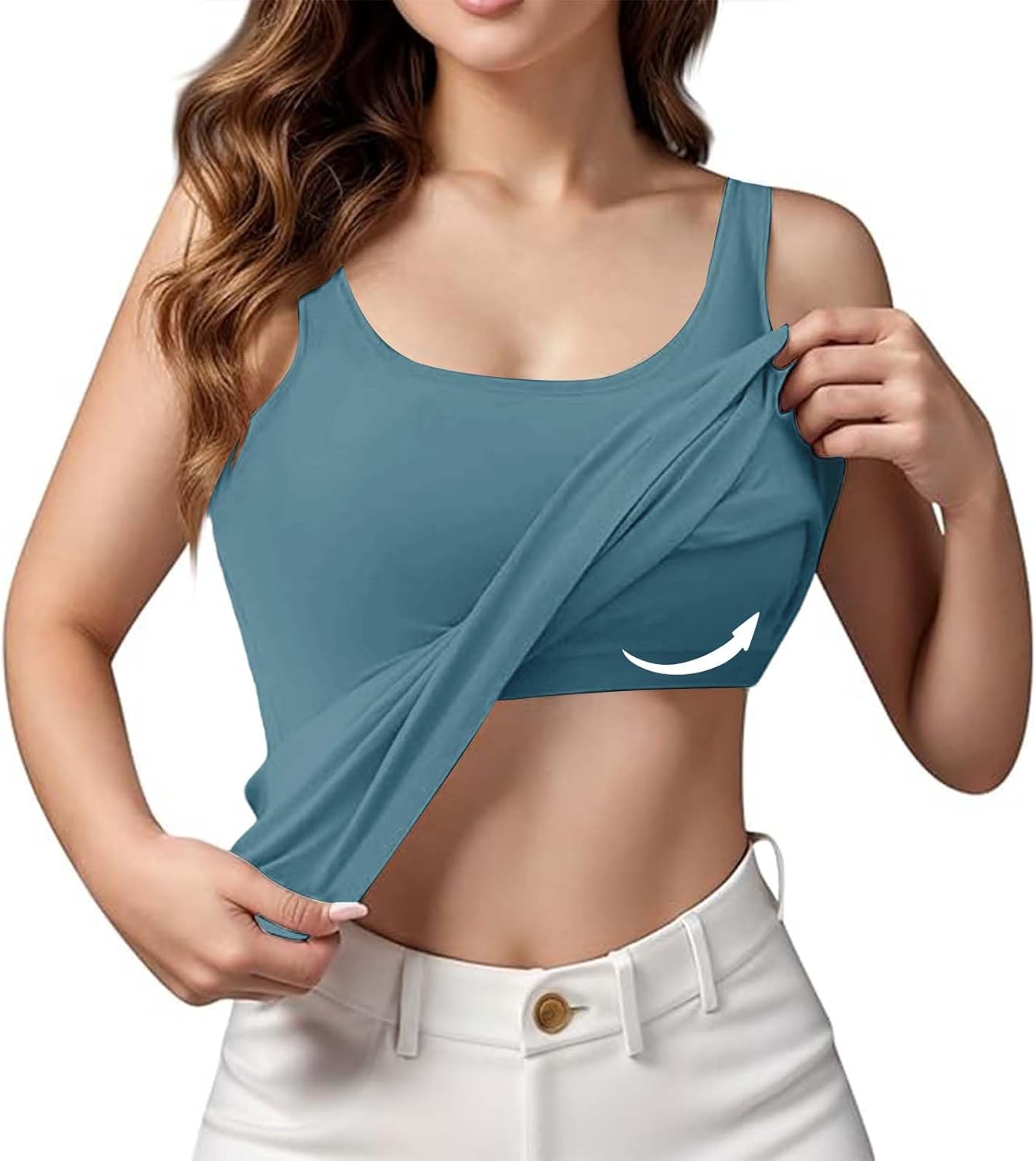 Inbuilt Bra Tank Tops For Ladies Story Padded Womens Spaghetti Strap Camisole Plus Dimension Sports Activities Bras