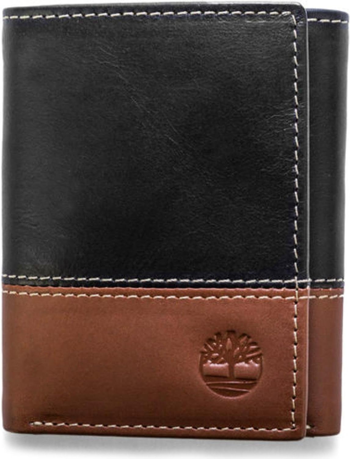 Timberland Mens Leather-Based Trifold Pockets With Identity Window, Unlit/Brown (Hunter), One Measurement