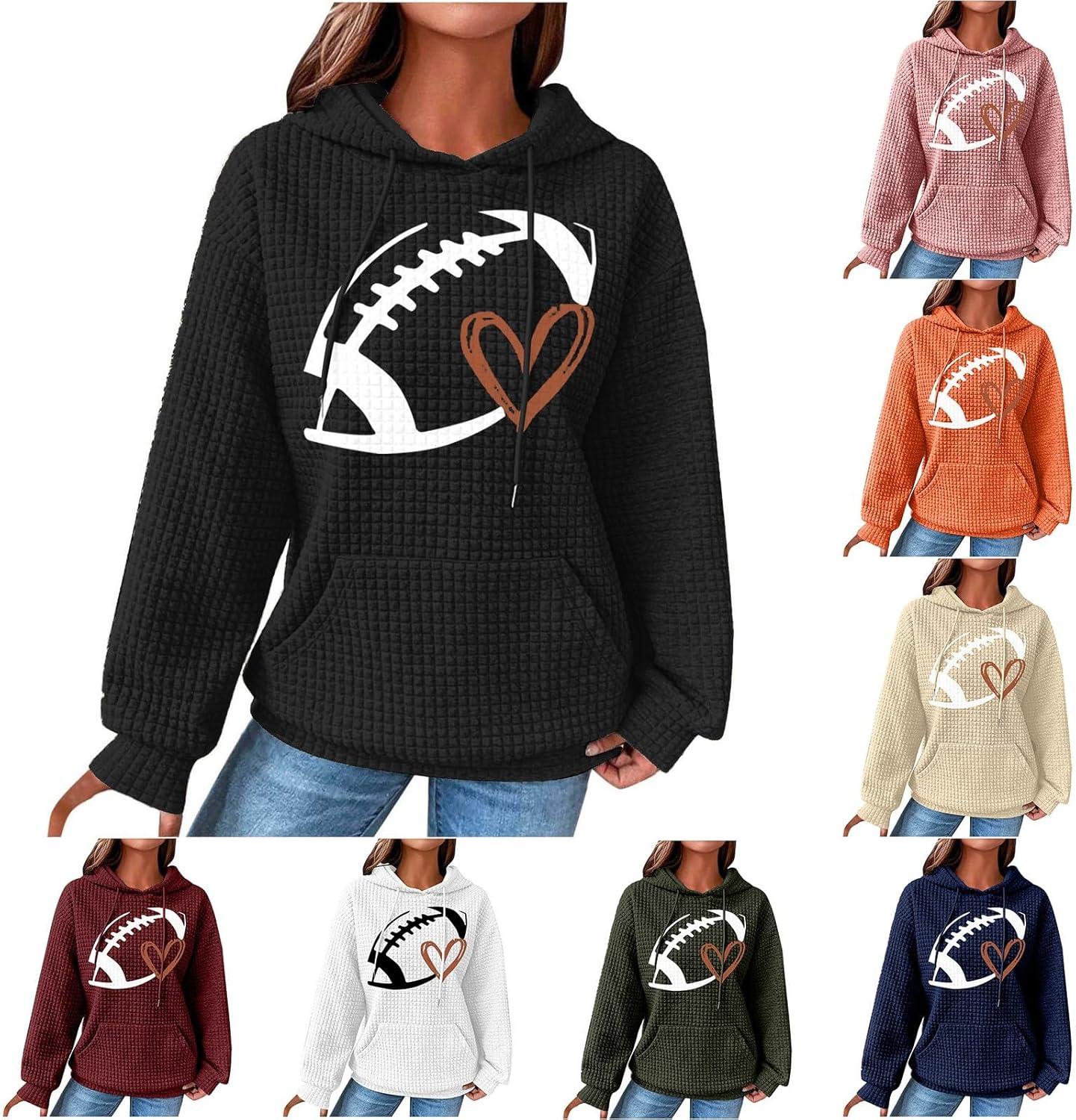 Sport Occasion Hoodies For Girls Soccer Detailed Hooded Supremacy Blind Waffle Knit Outsized Sweatshirts 2024 Pullover Shirts