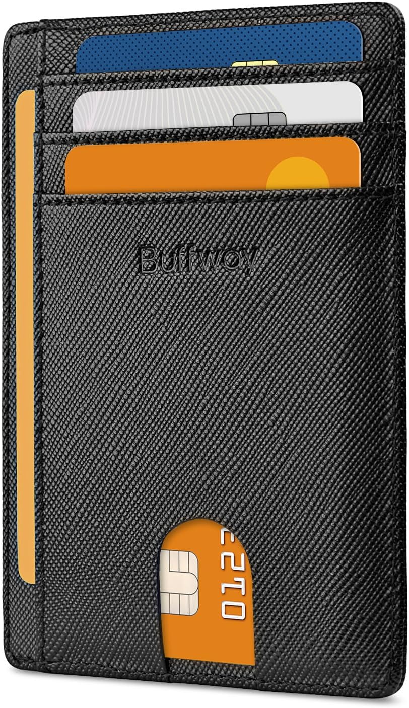 Buffway Thin Minimalist Entrance Area Rfid Blockading Leather-Based Wallets For Males And Girls