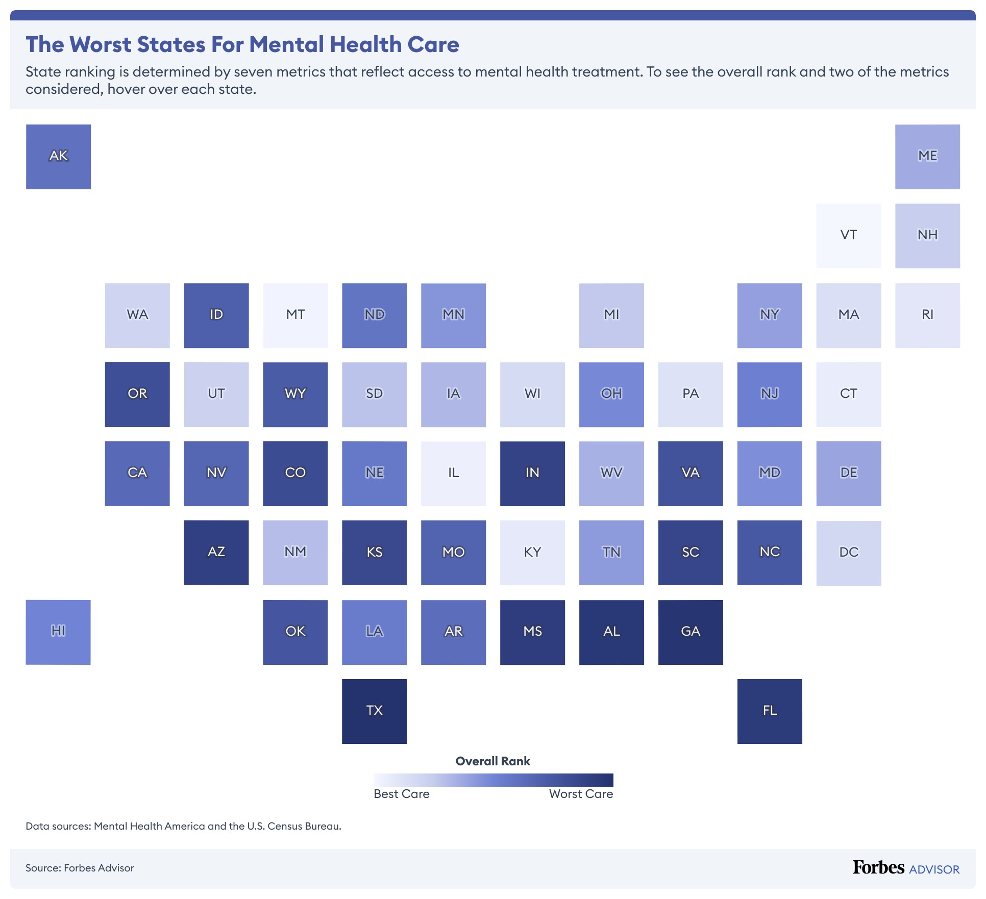 These Are The Best And Worst States For Mental Health Care In The U.s.